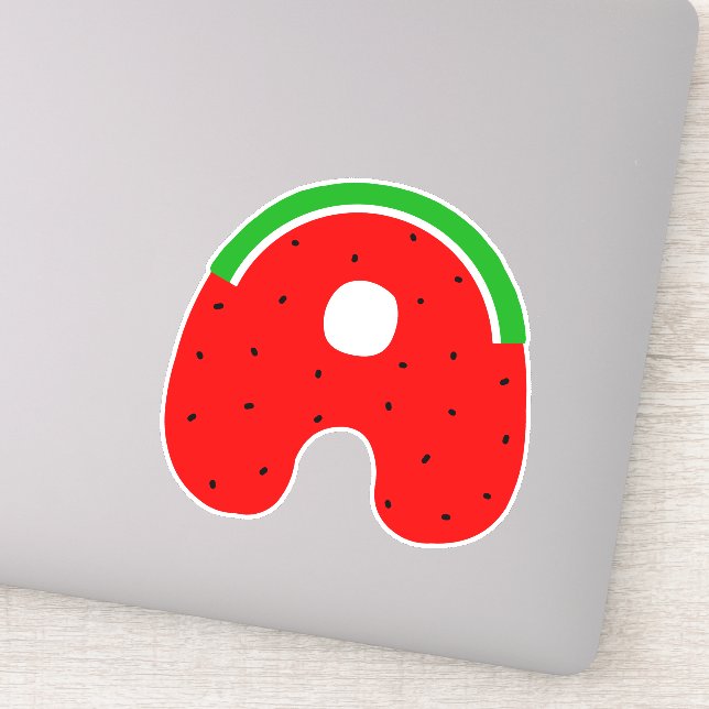 Alphabet Sticker, Letter A Sticker, Watermelon Sticker (Detail)
