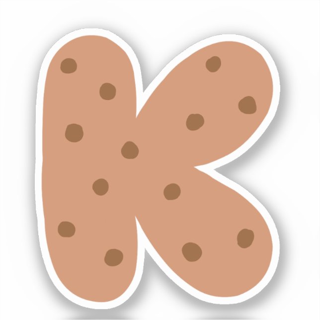 Alphabet Sticker, Letter K Sticker, Cookie  Sticker (Front)
