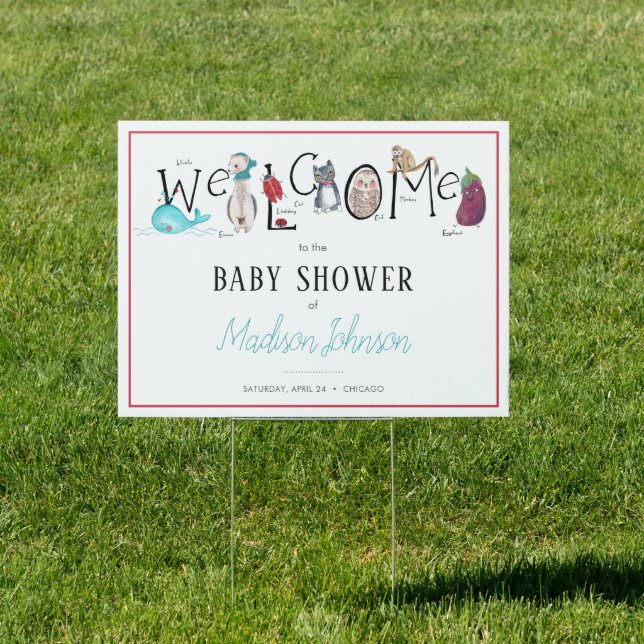 Alphabet storybook abc baby shower garden sign (Insitu)