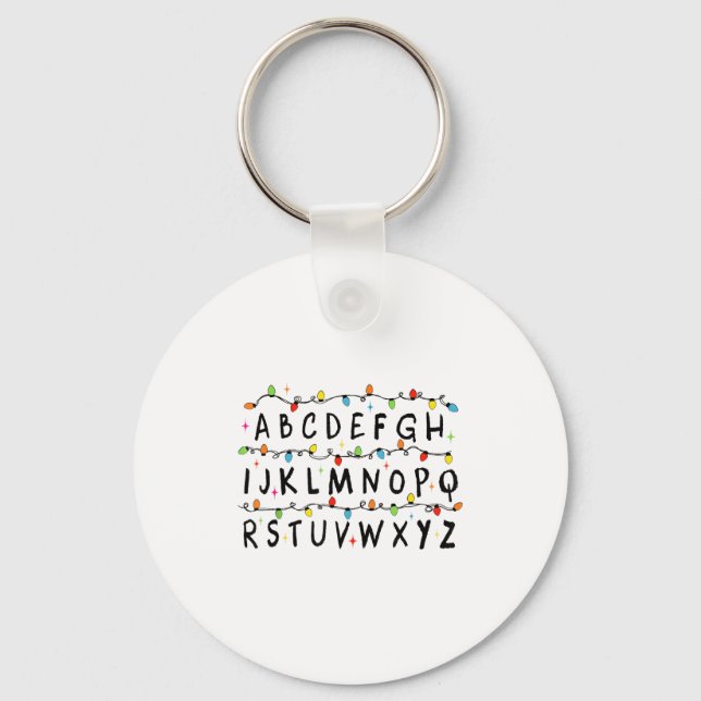 Alphabet Stranger Christmas 2025 Lights Boys Girls Keychain (Front)
