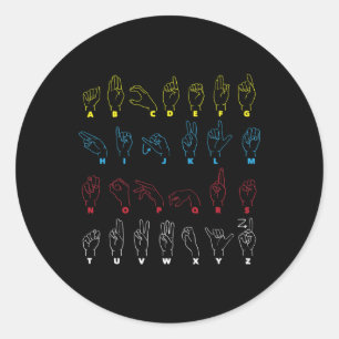 Alphabet Teacher American Sing Language Asl Chart  Classic Round Sticker
