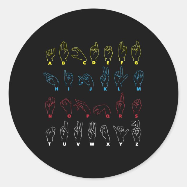 Alphabet Teacher American Sing Language Asl Chart  Classic Round Sticker (Front)