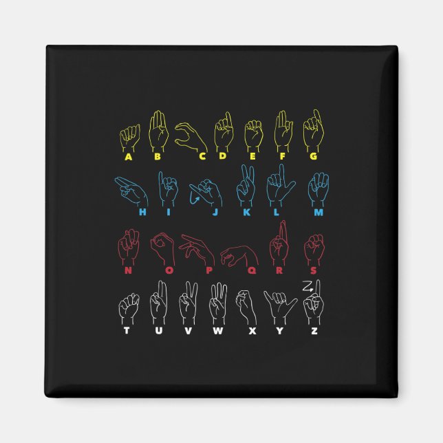 Alphabet Teacher American Sing Language Asl Chart  Magnet (Front)