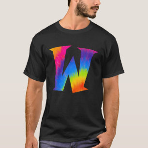 Alphabet Tie Dye Center Big Letter W T-Shirt