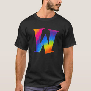 Alphabet Tie Dye Center Big Letter W T-Shirt