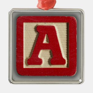 Alphabet Toy Block A Metal Ornament
