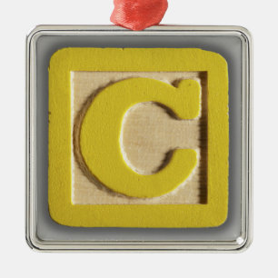 Alphabet Toy Block C Metal Ornament