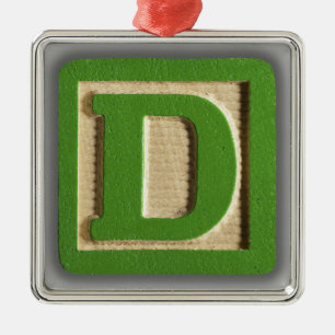 Alphabet Toy Block D Metal Ornament