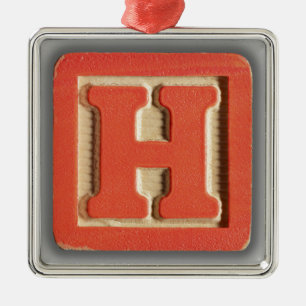 Alphabet Toy Block H Metal Ornament
