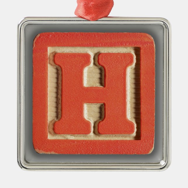 Alphabet Toy Block H Metal Ornament (Front)