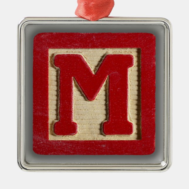 Alphabet Toy Block M Metal Ornament (Front)