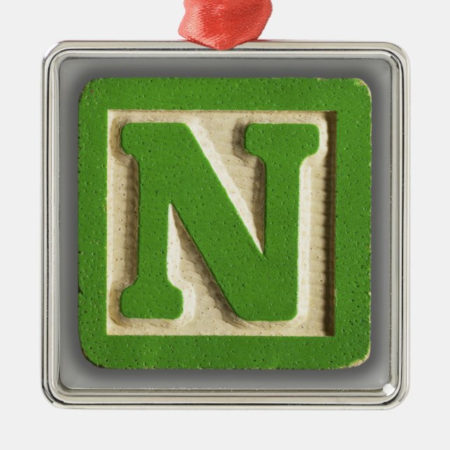 Alphabet Toy Block N Metal Ornament (Front)