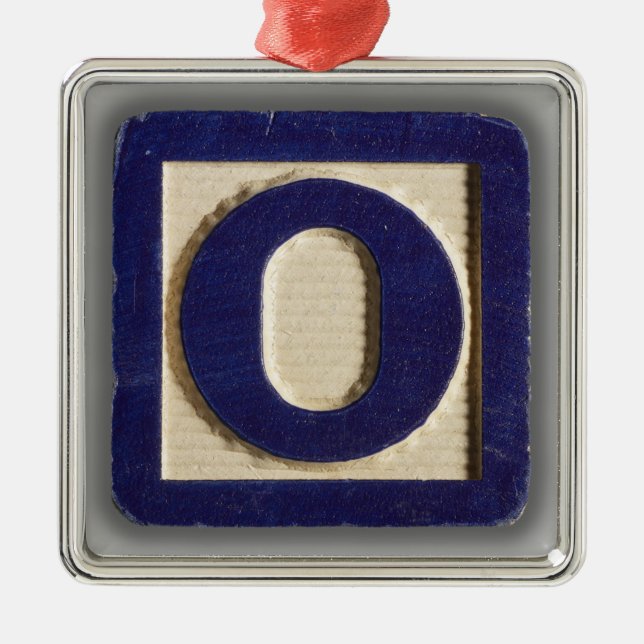 Alphabet Toy Block O Metal Ornament (Front)