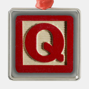 Alphabet Toy Block Q Metal Ornament