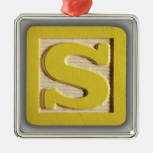 Alphabet Toy Block S Metal Ornament
