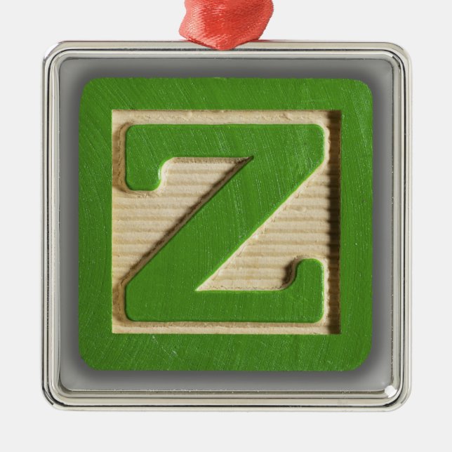 Alphabet Toy Block Z Metal Ornament (Front)