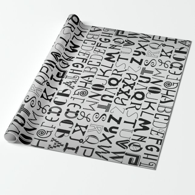 Alphabet Typography Specialty Gift Wrap (Unrolled)