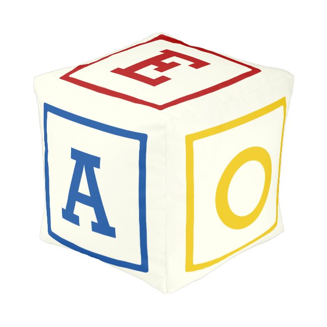 Alphabet Vowels Pouf (Angled Front)