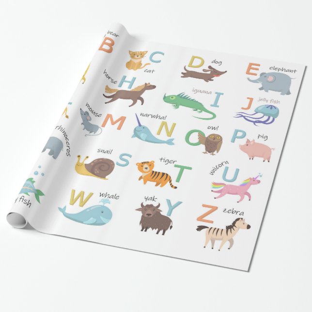 Alphabet with Animals wrapping paper (Unrolled)