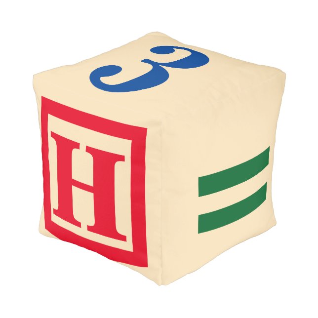 Alphabet Wooden Block ~ Changeable Intial/Letter Pouf (Angled Front)
