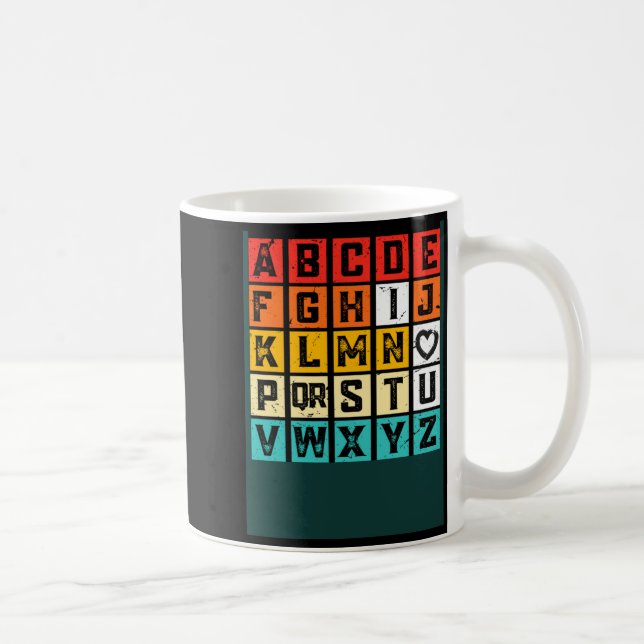 Alphabetic Abcd Love You Valentines Day Red Heart  Coffee Mug (Right)