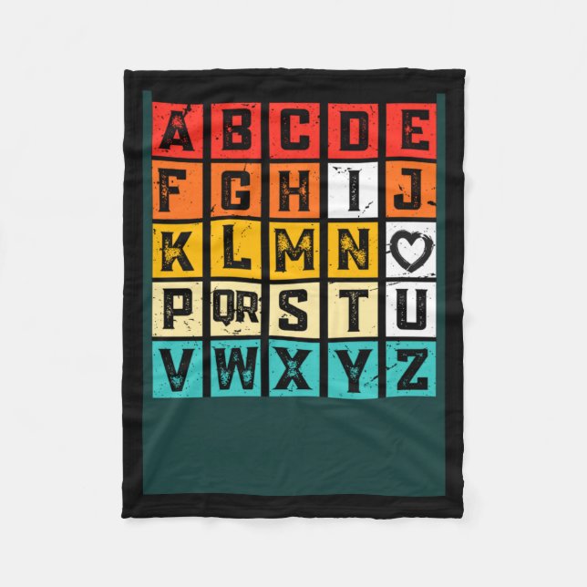 Alphabetic Abcd Love You Valentines Day Red Heart  Fleece Blanket (Front)