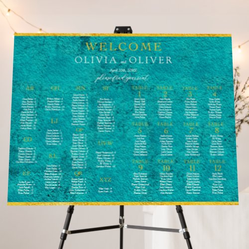 Alphabetical 12 Tables Wedding Seating Chart Foam Board