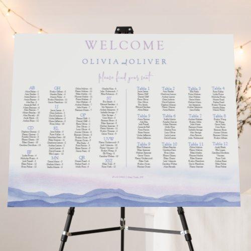 Alphabetical 12 Tables Wedding Seating Chart Foam Board