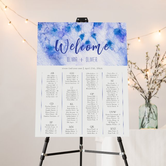 Alphabetical 12 Tables Wedding Seating Chart Foam Board (In Situ (Stand))