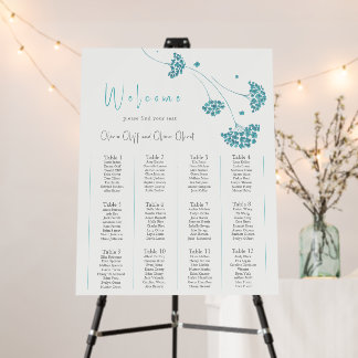 Alphabetical 12 Tables Wedding Seating Chart Foam Board