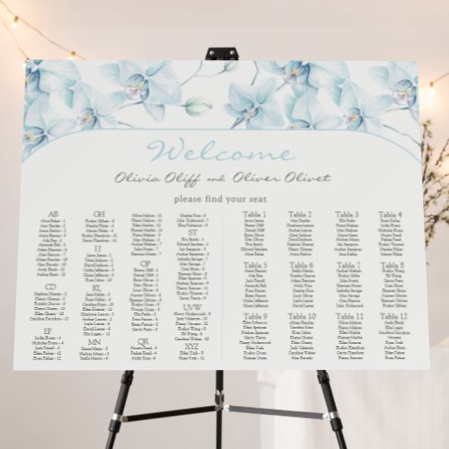 Alphabetical 12 Tables Wedding Seating Chart Foam Board