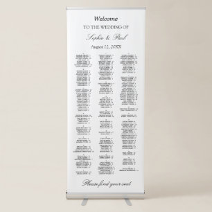 Alphabetical 180 Guest Welcome Seating Chart Retractable Banner