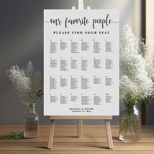Alphabetical Bold Modern Wedding Seating Chart Foam Board