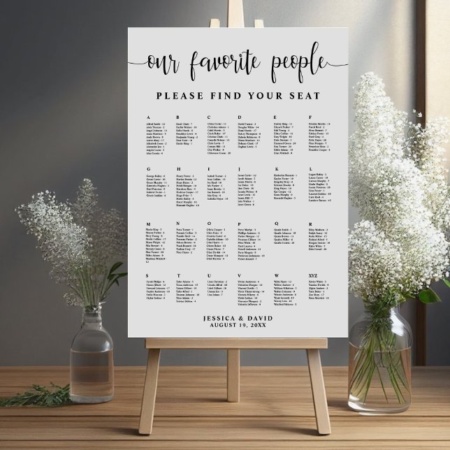 Alphabetical Bold Modern Wedding Seating Chart Foam Board (Creator Uploaded)