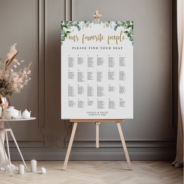 Alphabetical Bold Modern Wedding Seating Chart Foam Board (Creator Uploaded)