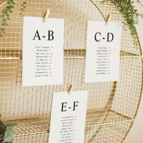 Alphabetical Cream Wedding Seating Chart Card
