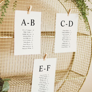 Alphabetical Cream Wedding Seating Chart Card