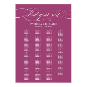 Alphabetical Elegant Cassis Wedding Seating Chart