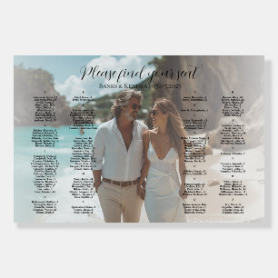 Alphabetical elegant photo wedding seating chart foam board