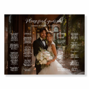 Alphabetical elegant photo wedding seating chart foam board