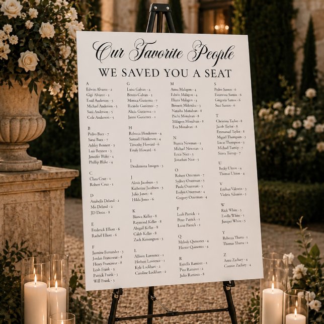 Alphabetical Fabric Wedding Seating Chart Sign (Creator Uploaded)