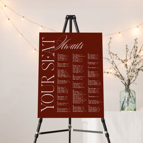 Alphabetical Find Your Seat Wedding Seating Chart Foam Board