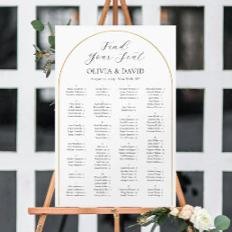 Alphabetical Gold Arch Find Your Seat Seating Plan Poster