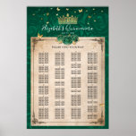 Alphabetical Green And Gold Elegant Roses Seating Poster at Zazzle