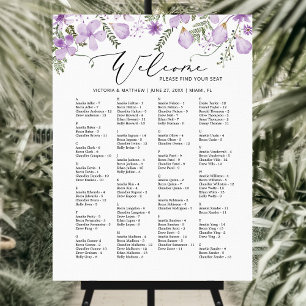 Alphabetical Guest Floral Wedding Seating Chart Foam Board
