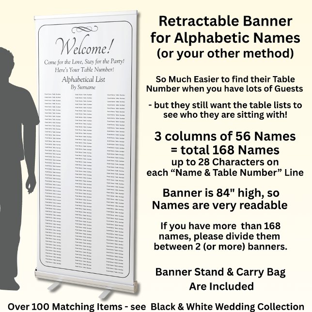 Alphabetical Guest Seating Table Chart, Retractable Banner (Creator Uploaded)