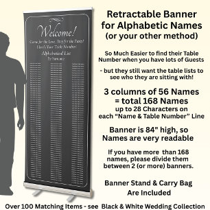 Alphabetical Guest Seating Table Chart, Retractable Banner