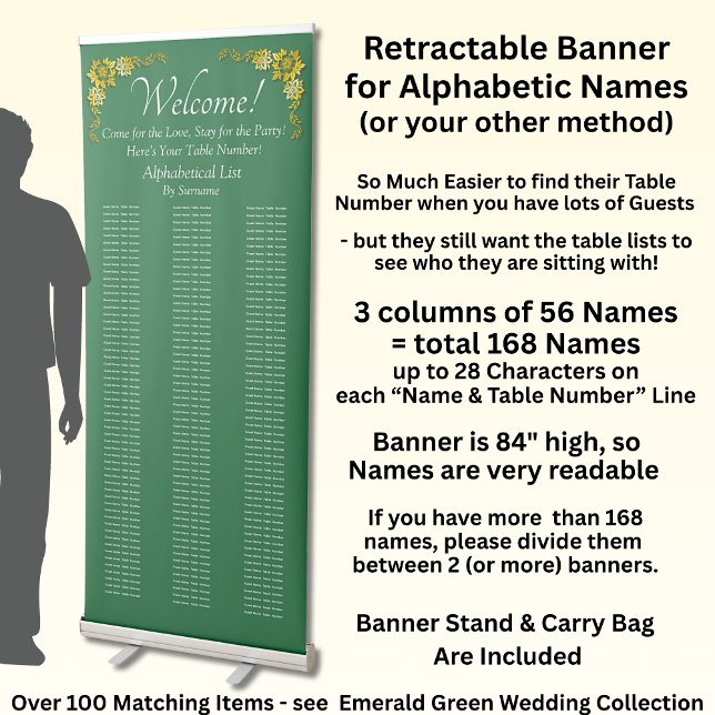 Alphabetical Guest Seating Table Chart, Retractable Banner (Creator Uploaded)