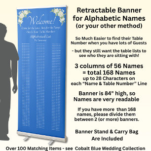 Alphabetical Guest Seating Table Chart, Retractable Banner