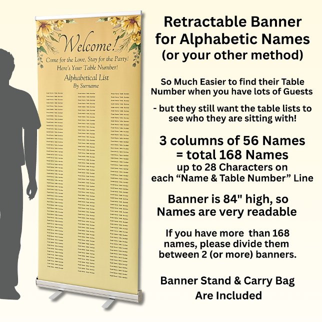 Alphabetical Guest Seating Table Chart, Retractable Banner (Creator Uploaded)